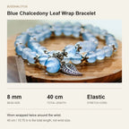 Size guide: 8 mm beads, 40 cm total length and elastic cord; worn wrapped twice around the wrist