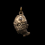 Koi fidget pendant in Brass and White Bronze