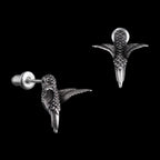 Oxidierte Silberkolibri-Stecker-Ohrringe
