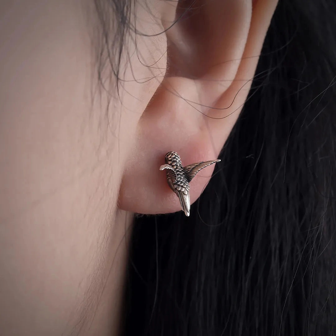 Hummingbird Stud Earrings Real Shot 1
