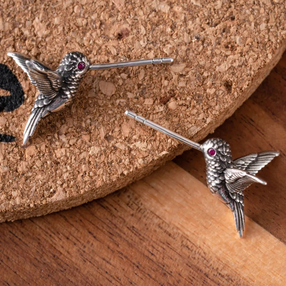 Hummingbird Stud Earrings Real Shot 2