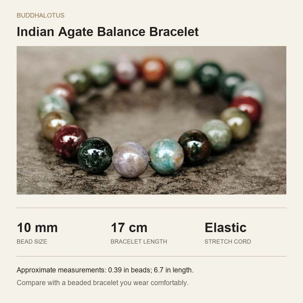 Size guide: approximately 10 mm beads, 17 cm bracelet length and an elastic stretch cord