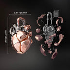 Copper & White Bronze Mechanical Heart Pendant anatomy and mechanical movement guide