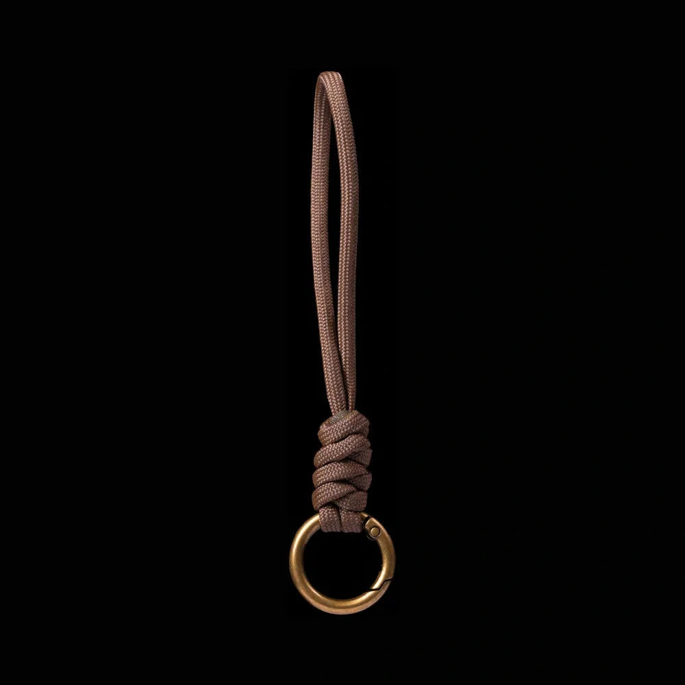 Brass Paracord Braided Keychain Mocha Brown