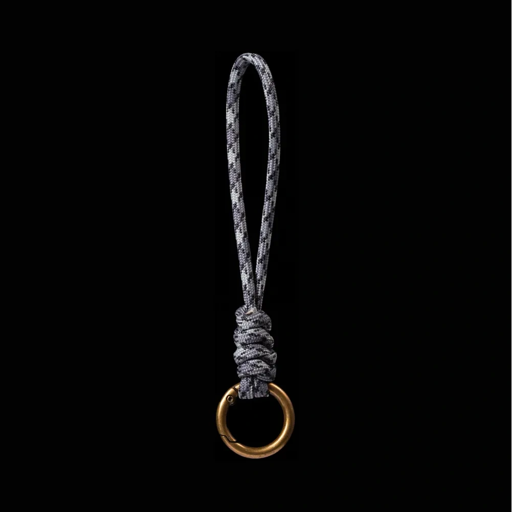 Brass Paracord Braided Keychain Titanium Gray