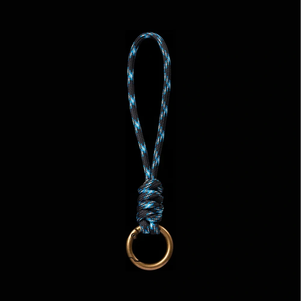 Brass Paracord Braided Keychain Thunder Blue