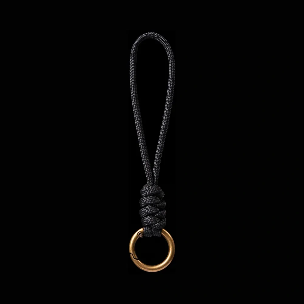 Brass Paracord Braided Keychain Jet Black