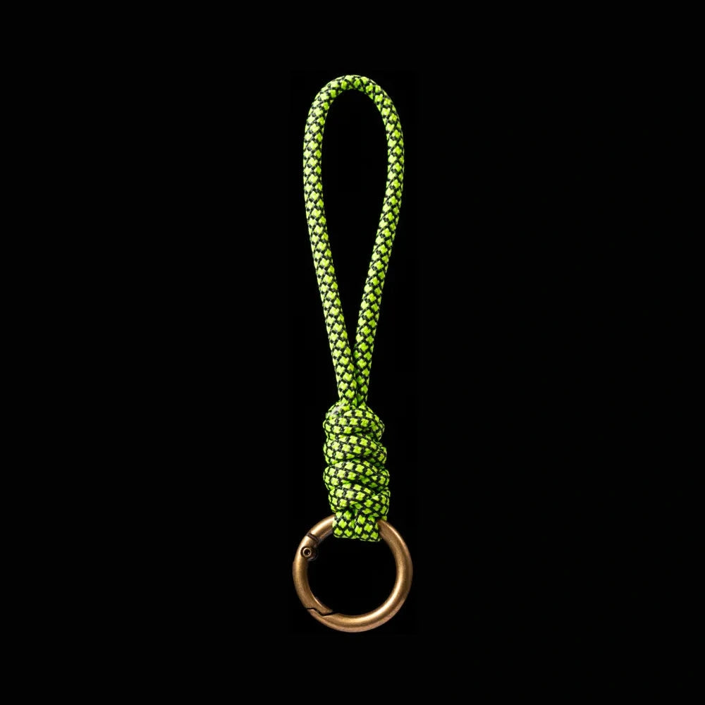 Brass Paracord Braided Keychain Neon Green