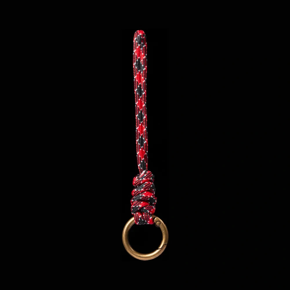 Brass Paracord Braided Keychain Deadpool Red