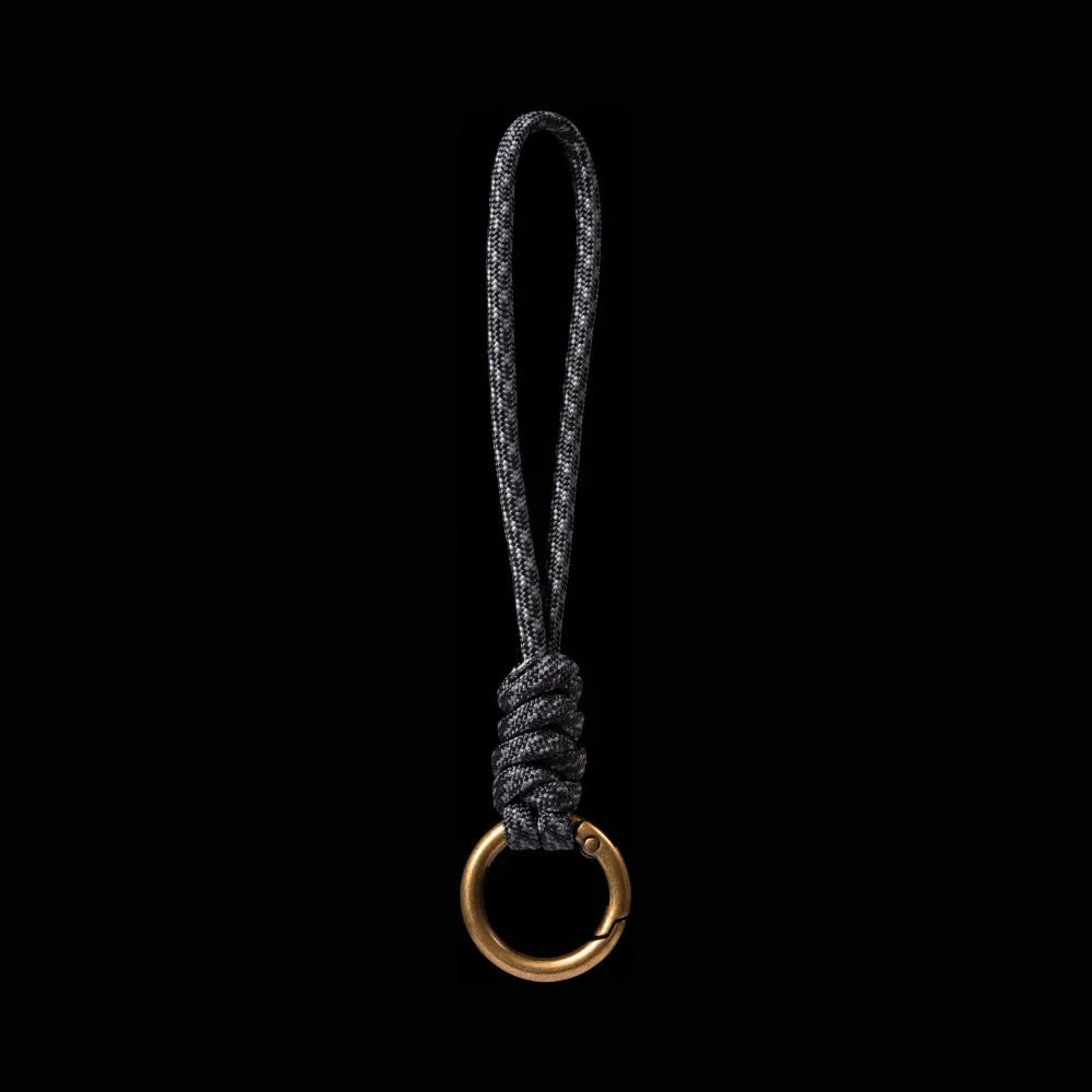 Brass Paracord Braided Keychain Midnight Black