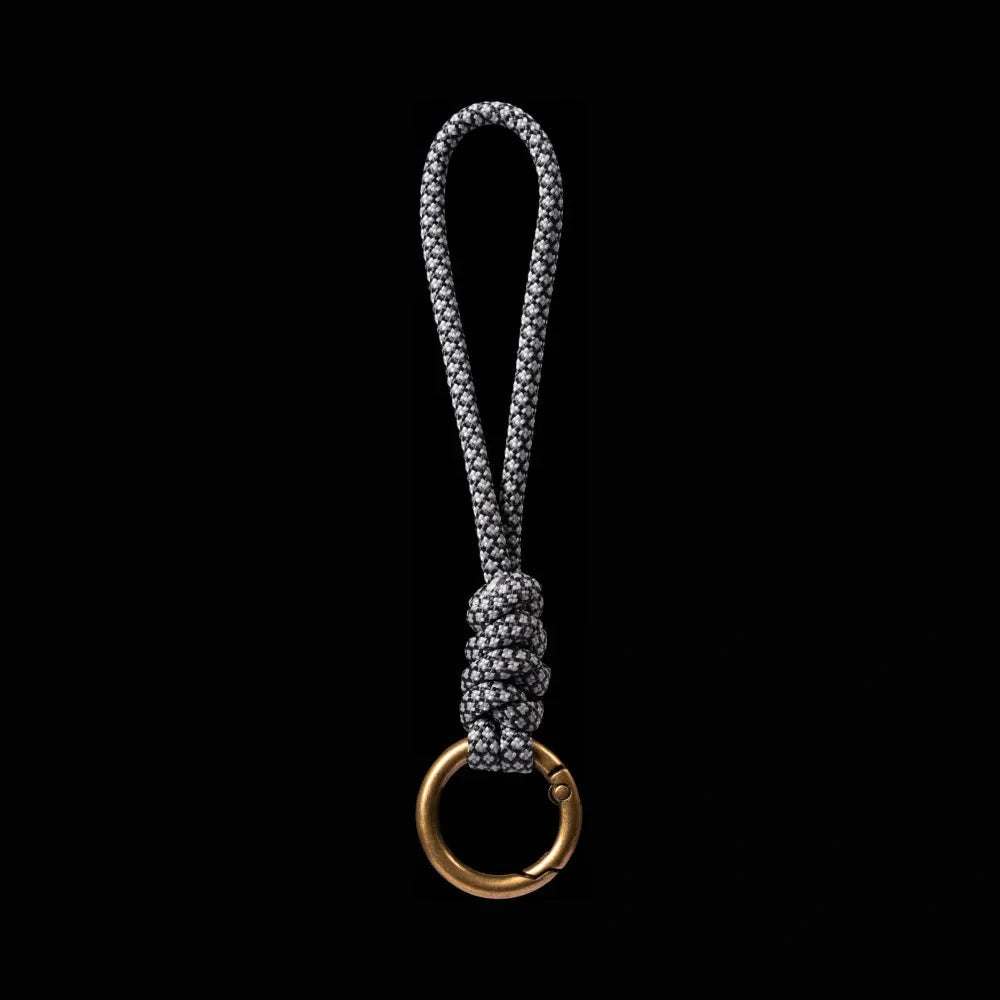 Brass Paracord Braided Keychain Diamond Gray
