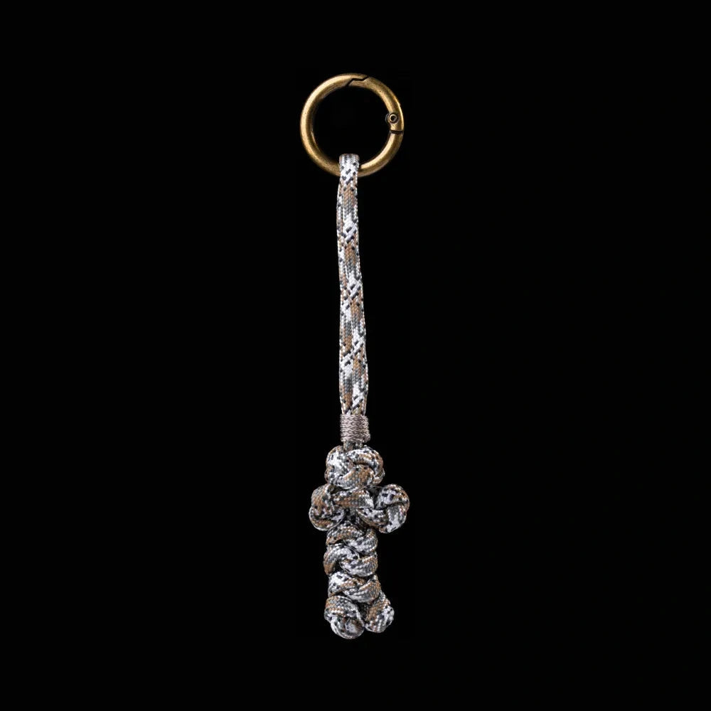 Bear Version Brass Paracord Braided Keychain Cappuccino