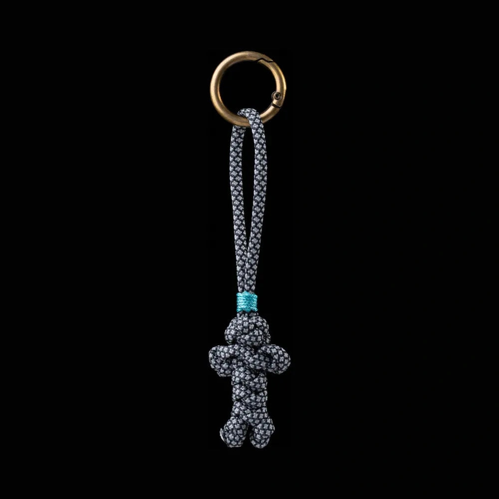 Bären-Version Messing Paracord Geflochten Schlüsselanhänger Diamant Grau