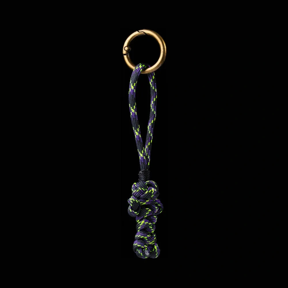 Bear Version Brass Paracord Braided Keychain Phantom Purple
