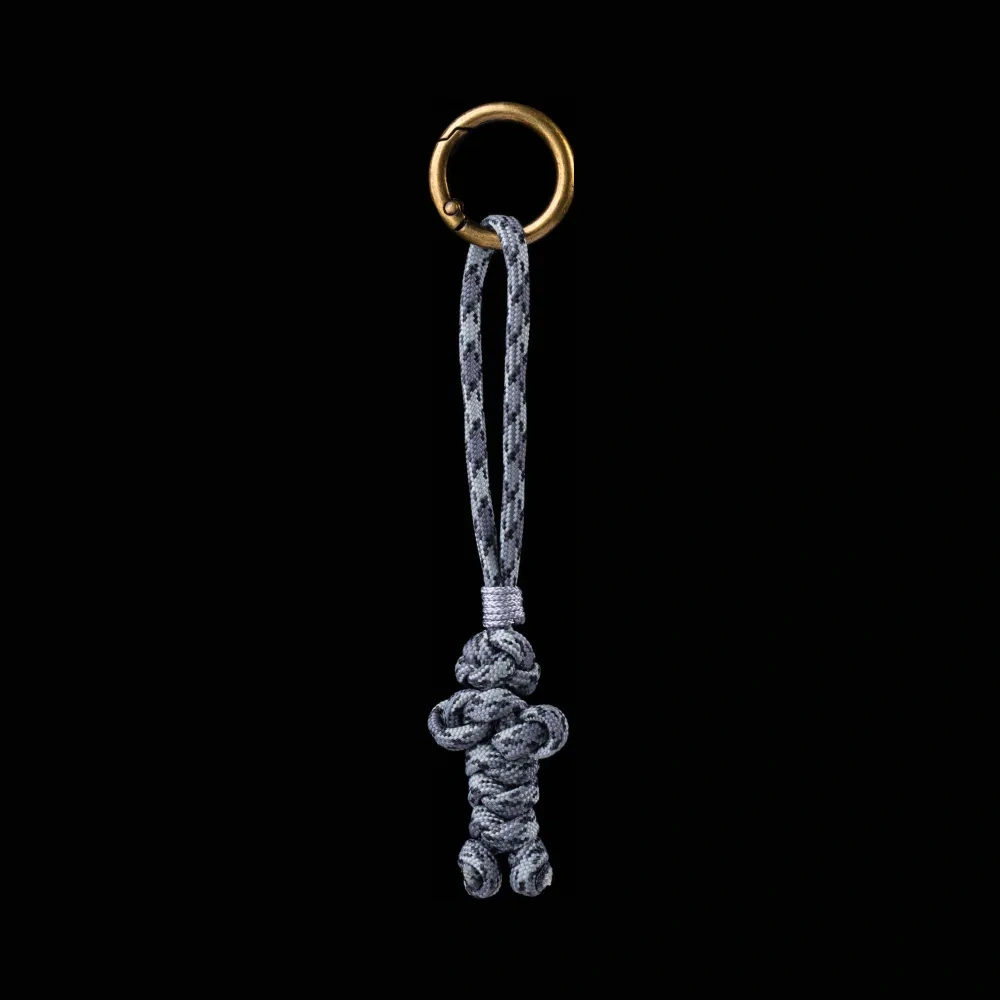 Bear Version Brass Paracord Braided Keychain Titanium Gray
