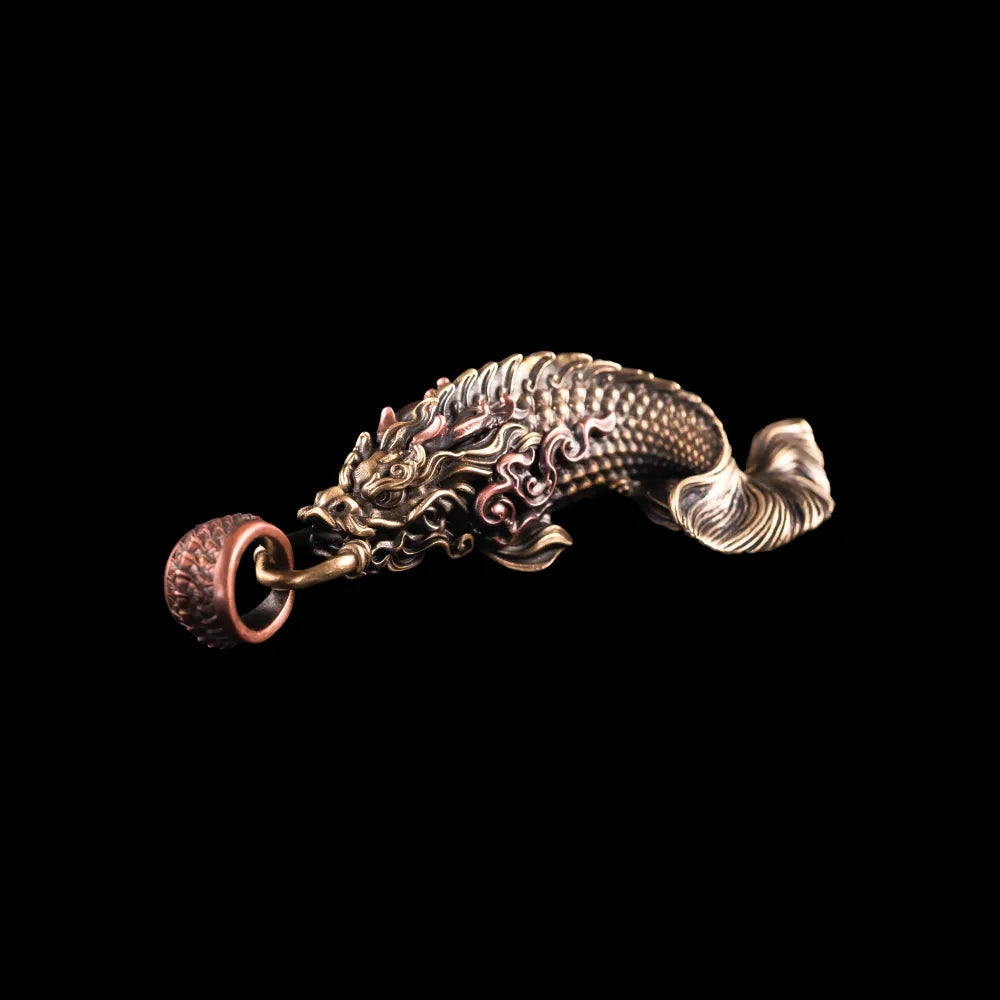 Brass Dragon Fish Pendant Details 01