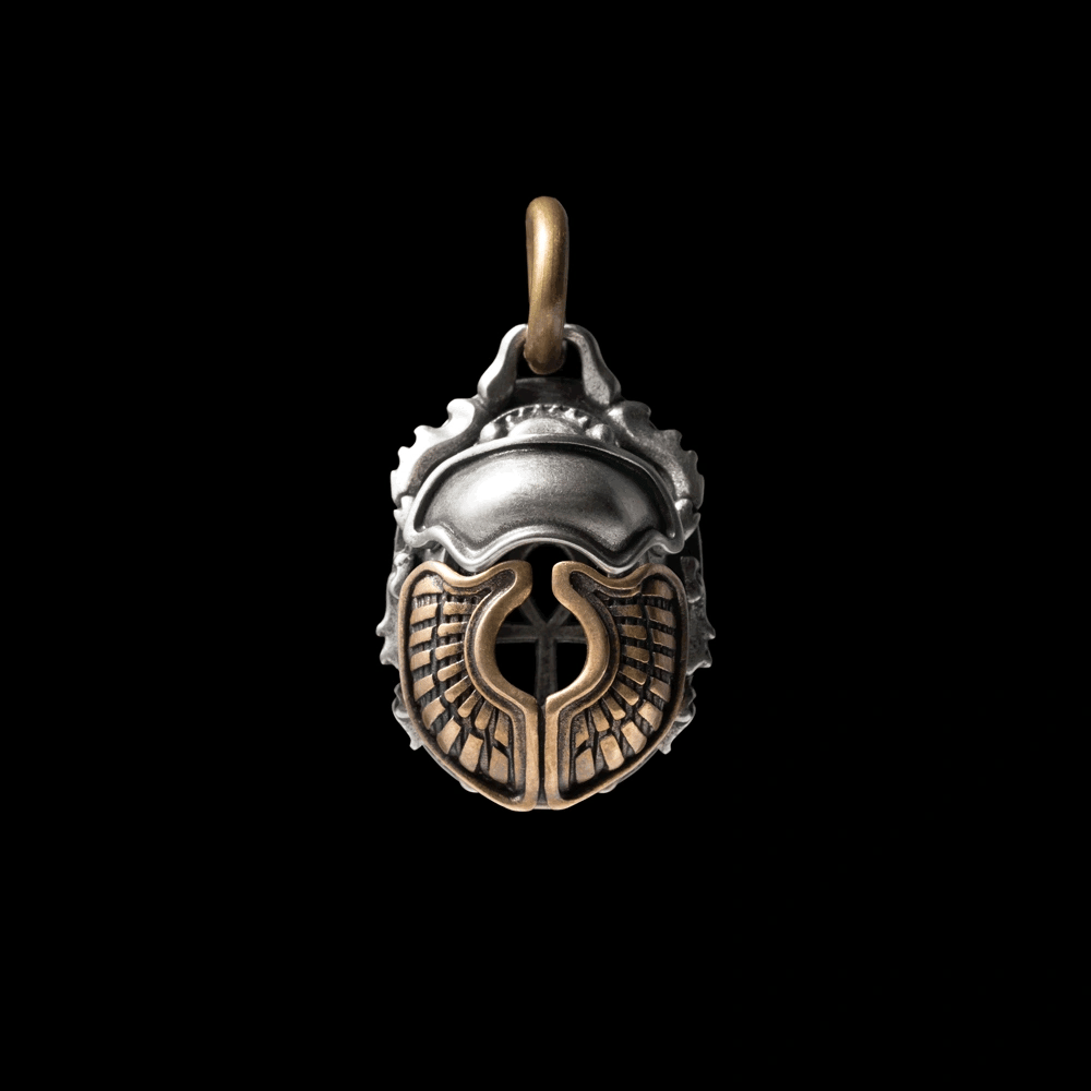 White Bronze Scarab Pendant