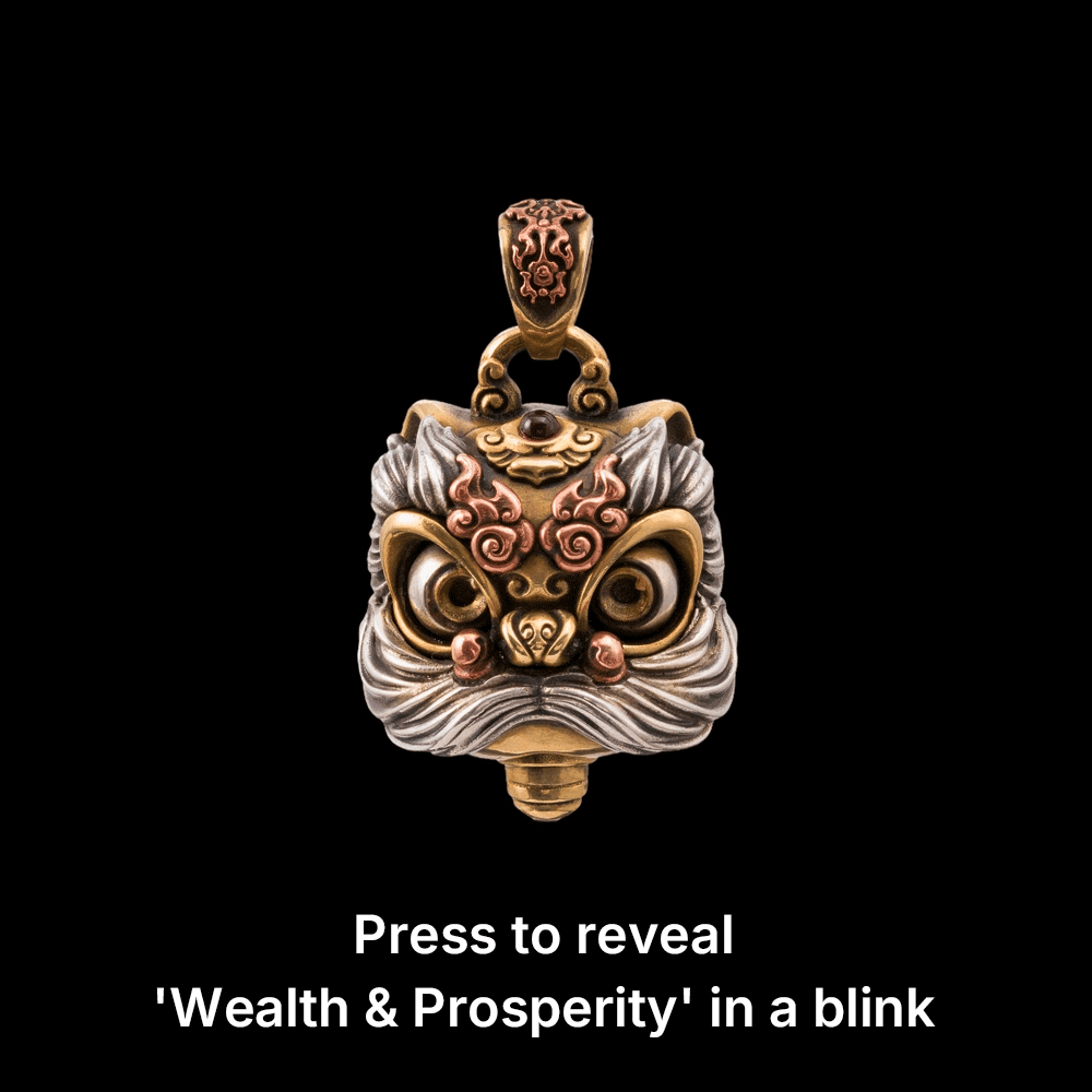Brass Dancing Lion Fidget Pendant