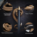 Brass Rattlesnake Pen Holder Details
