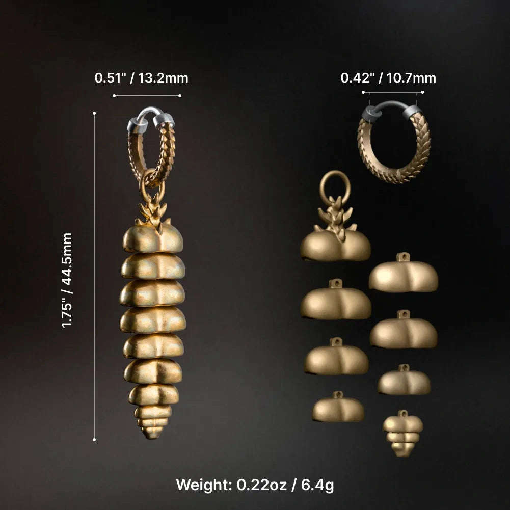 Dimensions and weight of Rattlesnake Tail earrings