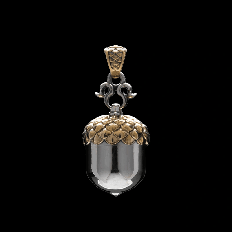 Customized White Bronze & Brass Acorn Capsule Pendant
