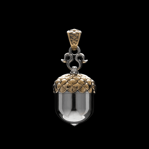 Customized White Bronze & Brass Acorn Capsule Pendant