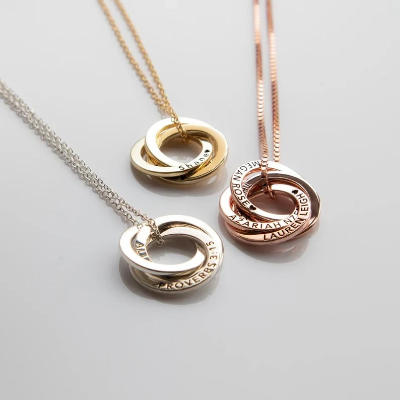 Interlocking circle necklace detail 1