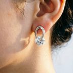 Silver minimalist zircon stud earrings