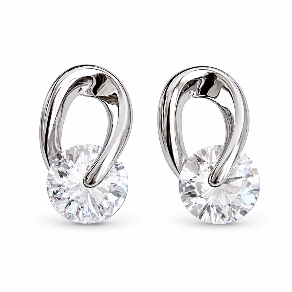 Minimalist zircon stud earrings detail