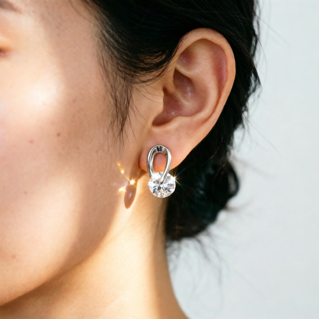 Minimalist zircon stud earrings detail