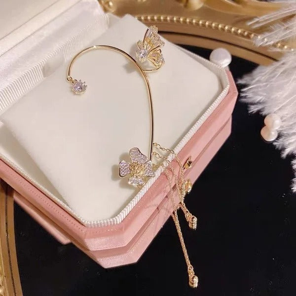 Butterfly Tassel Zircon Earrings
