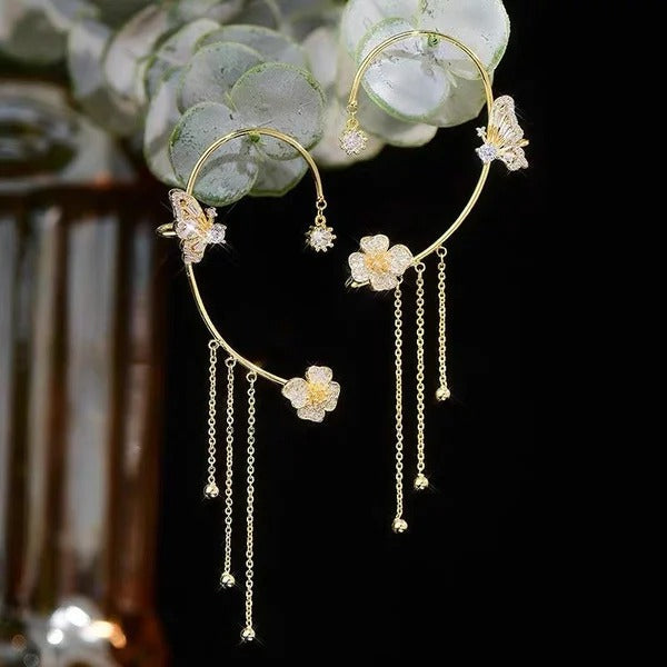 Butterfly Tassel Zircon Earrings