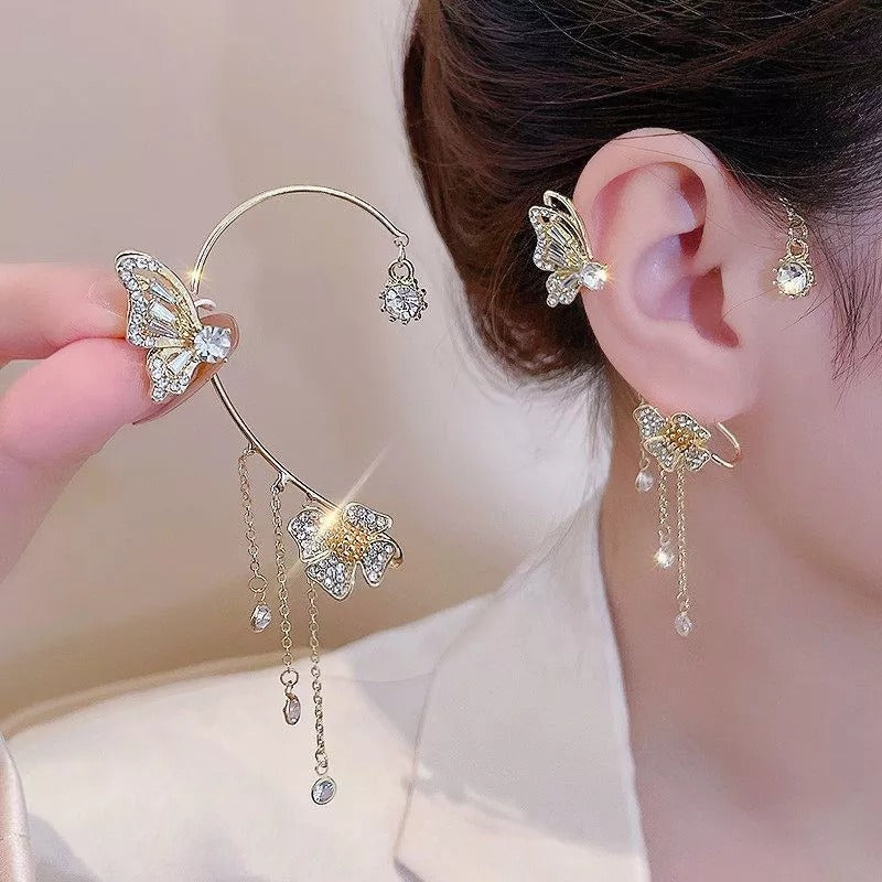Butterfly Tassel Zircon Earrings
