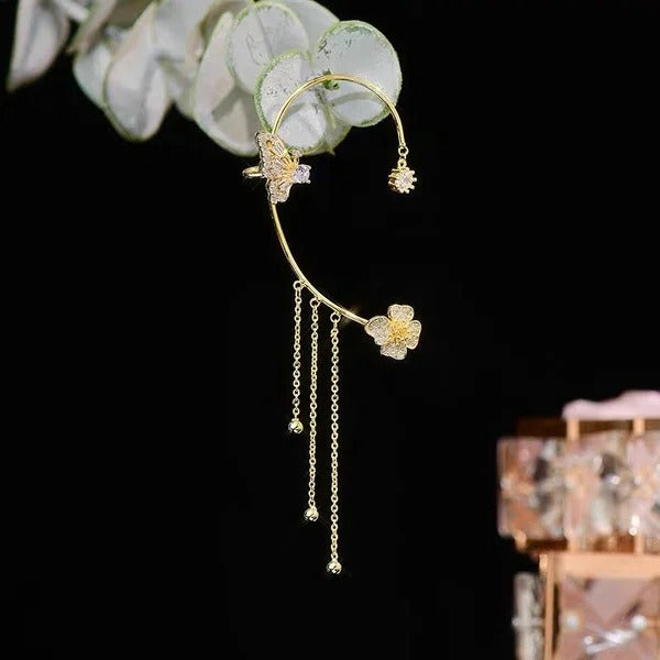 Butterfly Tassel Zircon Earrings