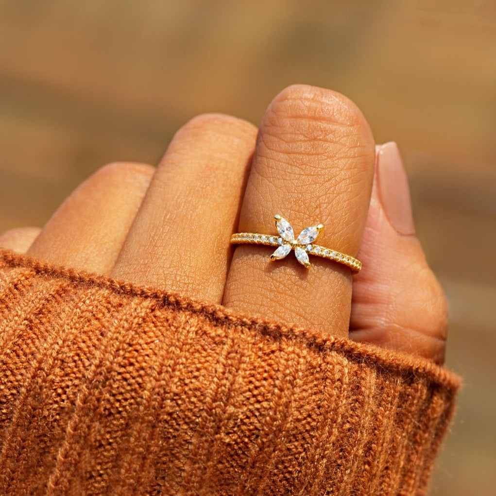 With Brave Wings She Flies Butterfly Ring