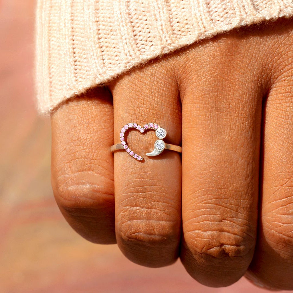 Never Give Up No Matter What Semicolon Ring