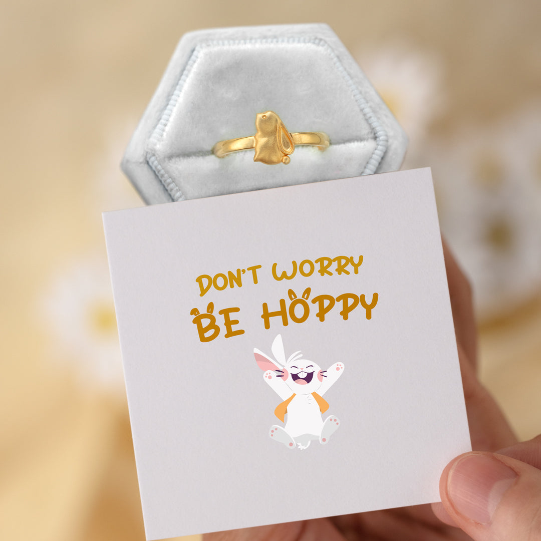 Don't Worry Be Hoppy Bunny Ring
