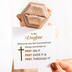 To My Daughter Pray Through It Christianity Cross Ring