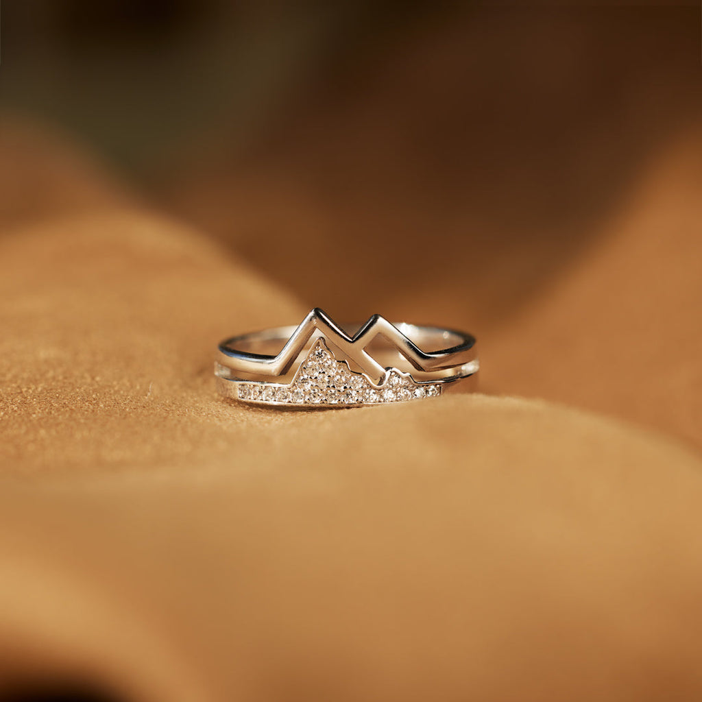 Daughter Faith Moves Mountains Pavé Mountain Ring