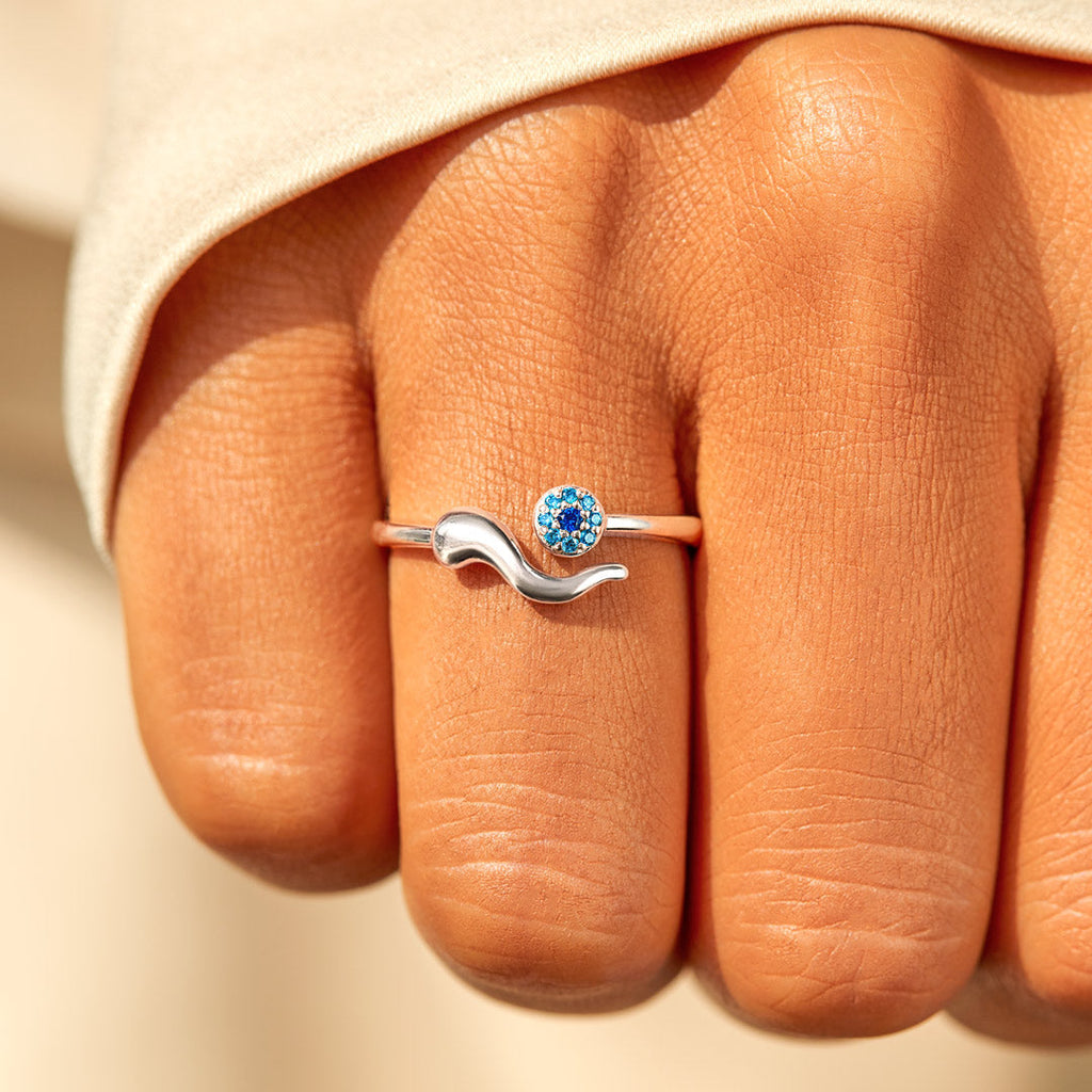All Is Good Italian Horn Evil Eye Ring