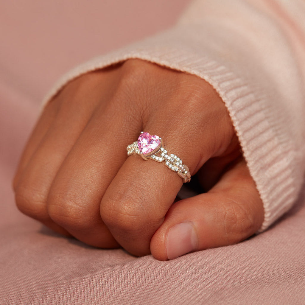 Linked Together Love Forever Heart and Link Ring