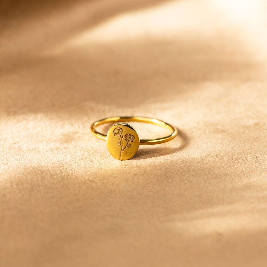 Mother & Daughter Engraved Flower Ring
