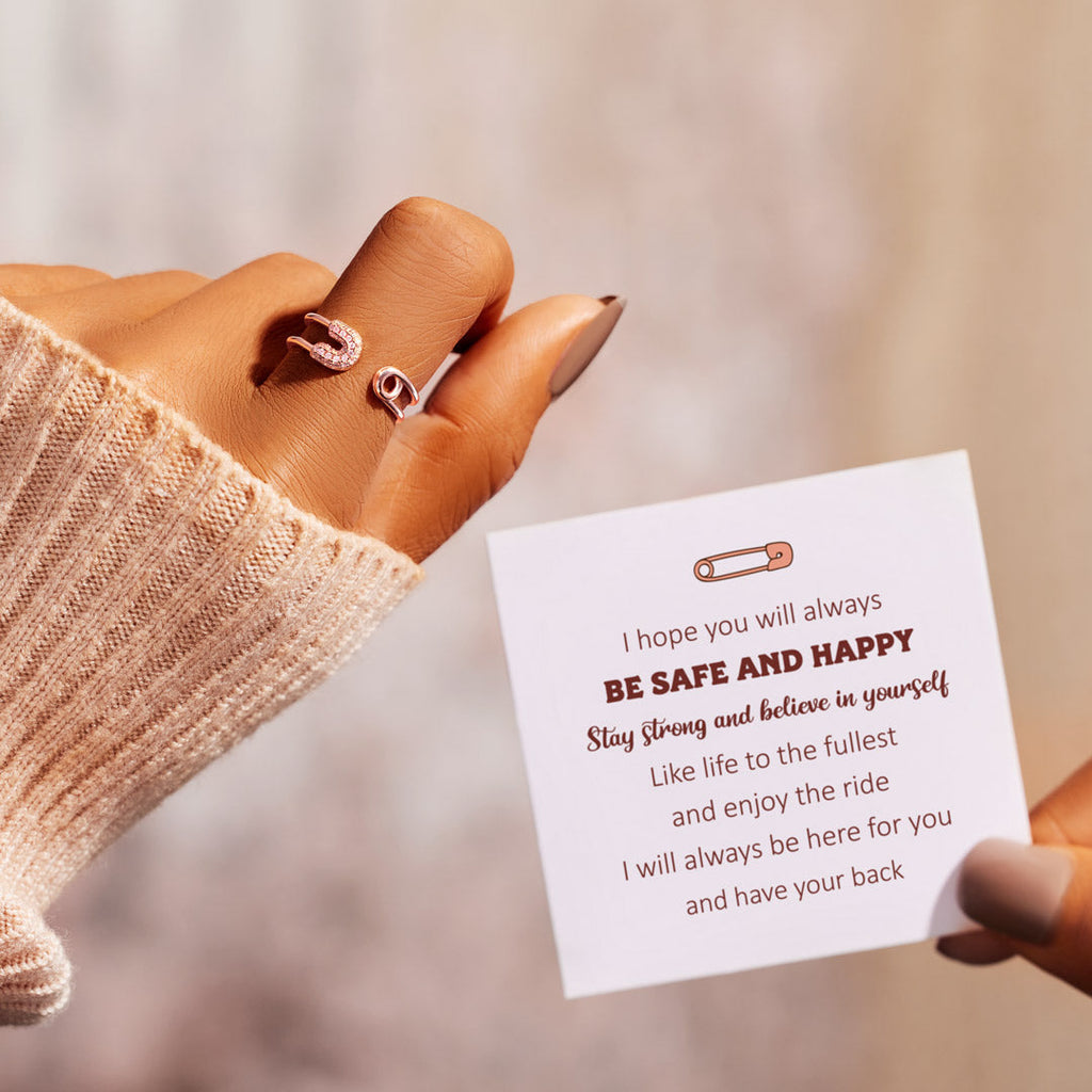 Be Safe And Happy Safety Pin Ring