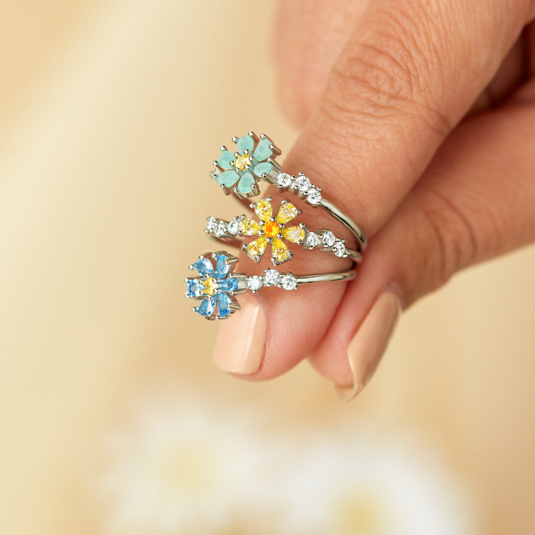 For Sisters Gem Flower Ring