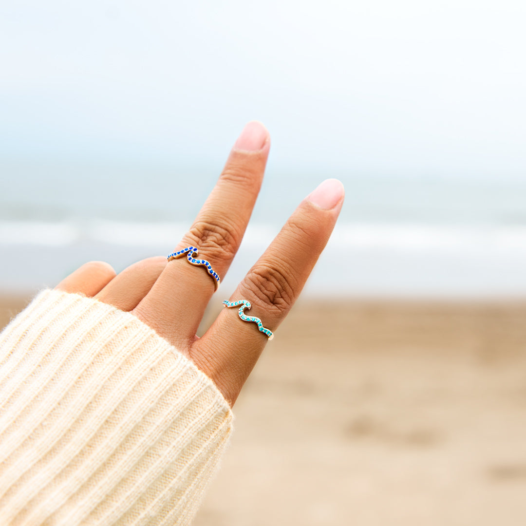 Life Is Like The Ocean Pavé Wave Ring
