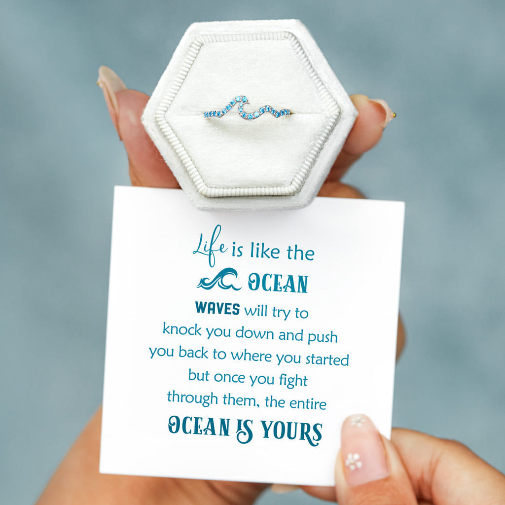 Life Is Like The Ocean Pavé Wave Ring