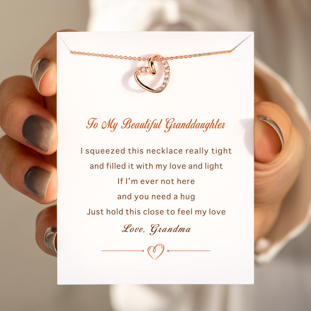 My Beautiful Granddaughter Twist Pave Heart Necklace