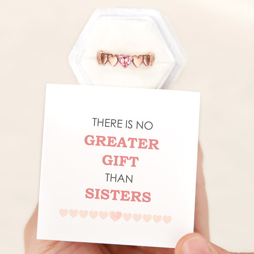 No Greater Gift Than Sisters Heart Band Ring