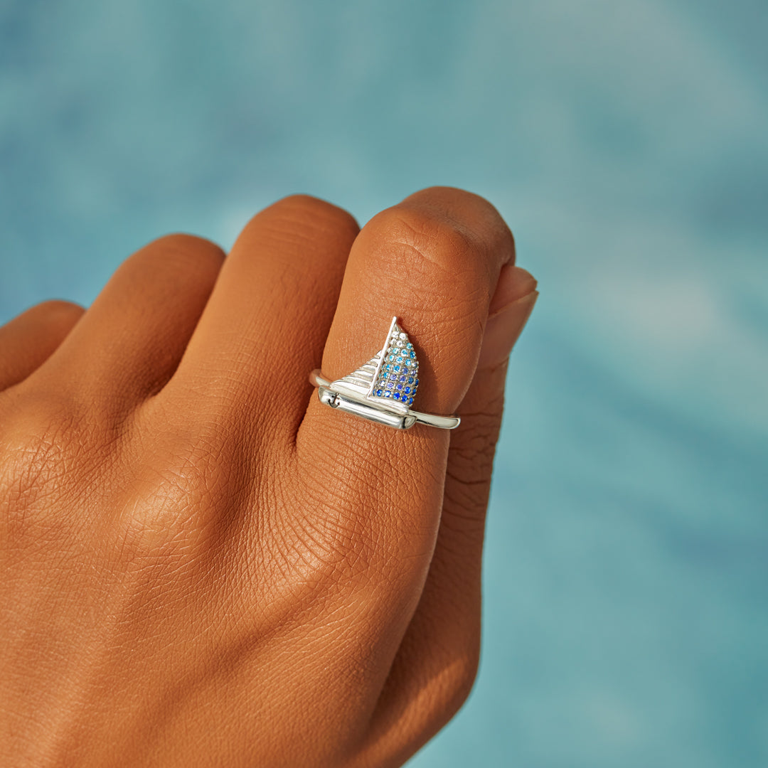 High Tide Or Low Tide Sailing Ship Ring