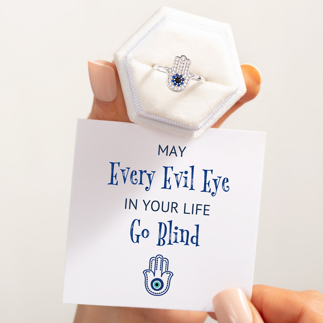 May Every Evil Eye In Your Life Go Blind Hamsa Ring